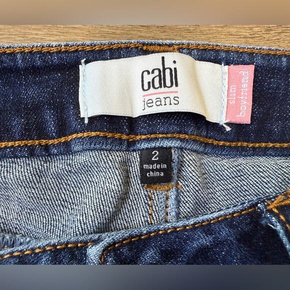 Cabi Almost Famous Slim Boyfriend Star Print Jeans Frayed Hem Size 2 #3937 - Picture 6 of 11